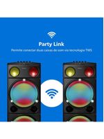 Caixa de som philips party speaker tax5509 2400w bluetooth luzes led preta