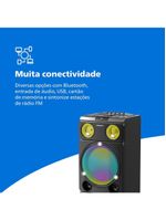 Caixa de som philips party speaker tax5509 2400w bluetooth luzes led preta