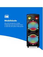 Caixa de som philips party speaker tax5509 2400w bluetooth luzes led preta