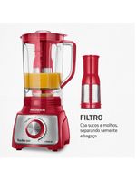 Liquidificador mondial turbo l-1100 3l 1100w 12 velocidades vermelho/inox