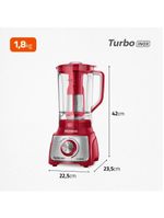 Liquidificador mondial turbo l-1100 3l 1100w 12 velocidades vermelho/inox