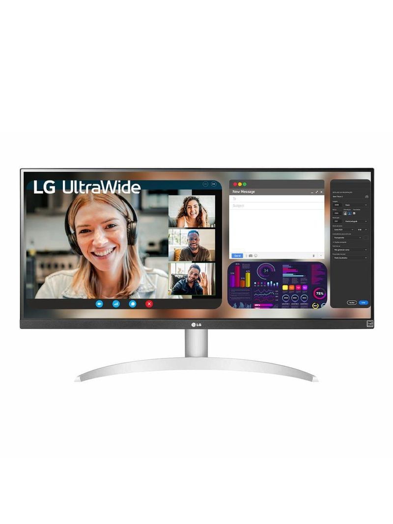 Monitor ultrawide 29" lg 29wq600-b com tela ips, full hd, 100hz, amd freesync – branco