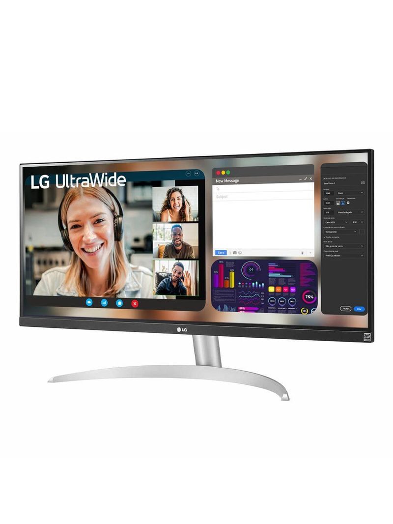 Monitor ultrawide 29" lg 29wq600-b com tela ips, full hd, 100hz, amd freesync – branco