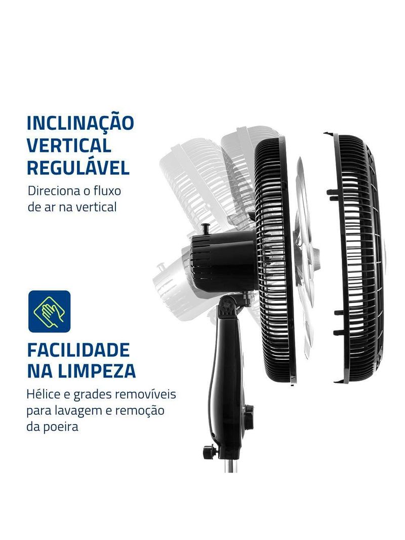 Ventilador de coluna mondial vtx-40c-8p 40 cm com 3 velocidades - preto