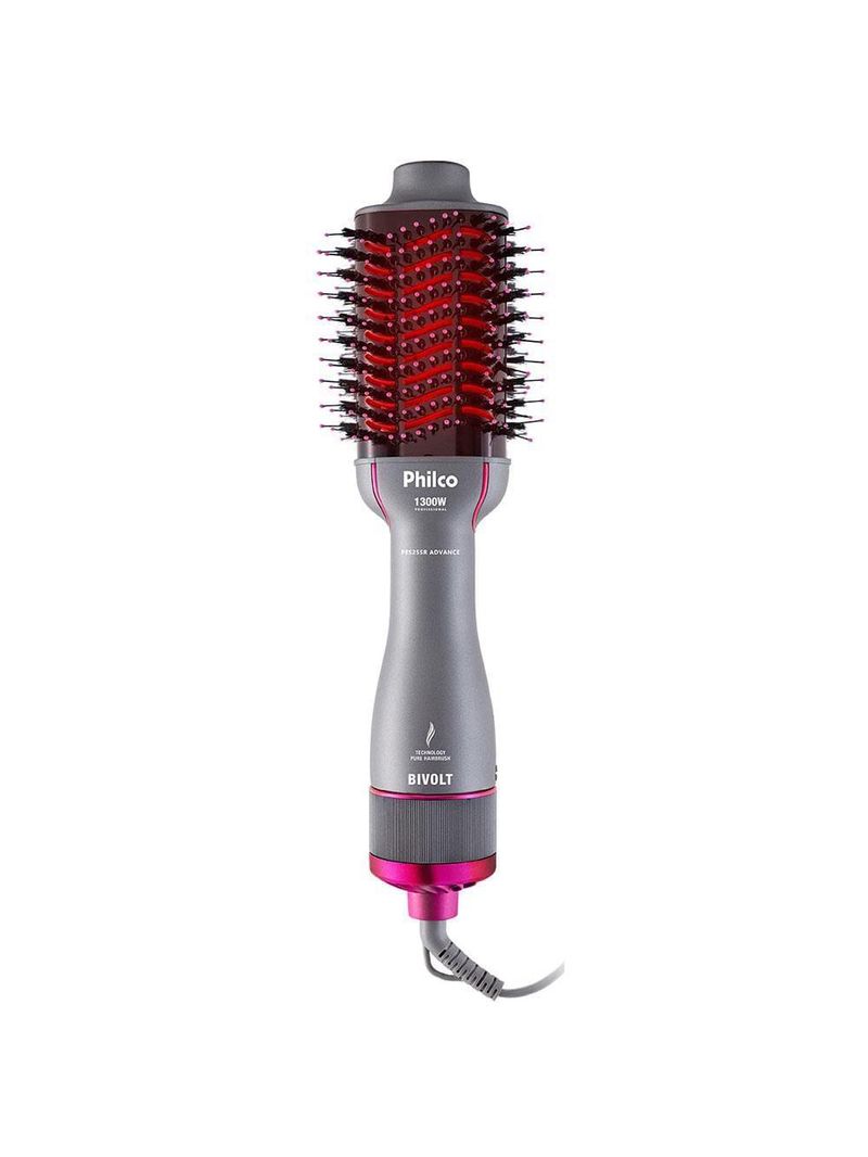 Escova secadora philco advance pes25sr com cabo giratório bivolt 1300w - cinza e rosa