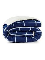Coberdrom cobertor brooklyn solteiro sherpa manta flannel quadriculado - azul marinho