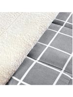 Coberdrom cobertor brooklyn solteiro sherpa manta flannel quadriculado - cinza