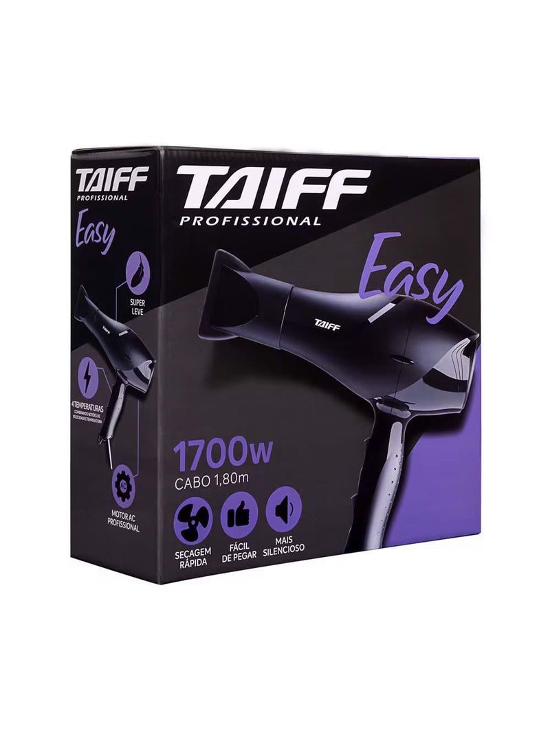Secador de cabelos taiff easy motor ac profissional 1700w – preto