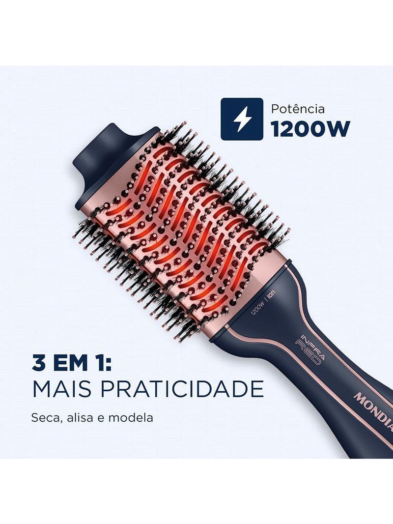 Escova secadora mondial infrared es-01 1200w azul/rose bivolt
