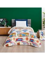 Coberdrom cobertor fantasy solteiro infantiil sherpa manta toque lã de carneiro - dinossauro - bege