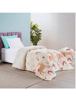 Coberdrom cobertor fantasy solteiro infantiil sherpa manta toque lã de carneiro - unicórnio - rosa