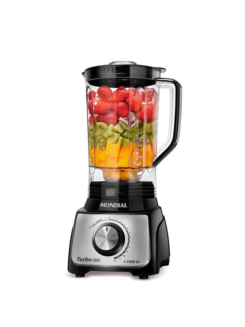Liquidificador mondial turbo l-1100 3l 1100w 12 velocidades preto/inox