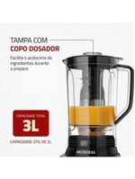 Liquidificador mondial turbo l-1100 3l 1100w 12 velocidades preto/inox