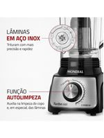 Liquidificador mondial turbo l-1100 3l 1100w 12 velocidades preto/inox