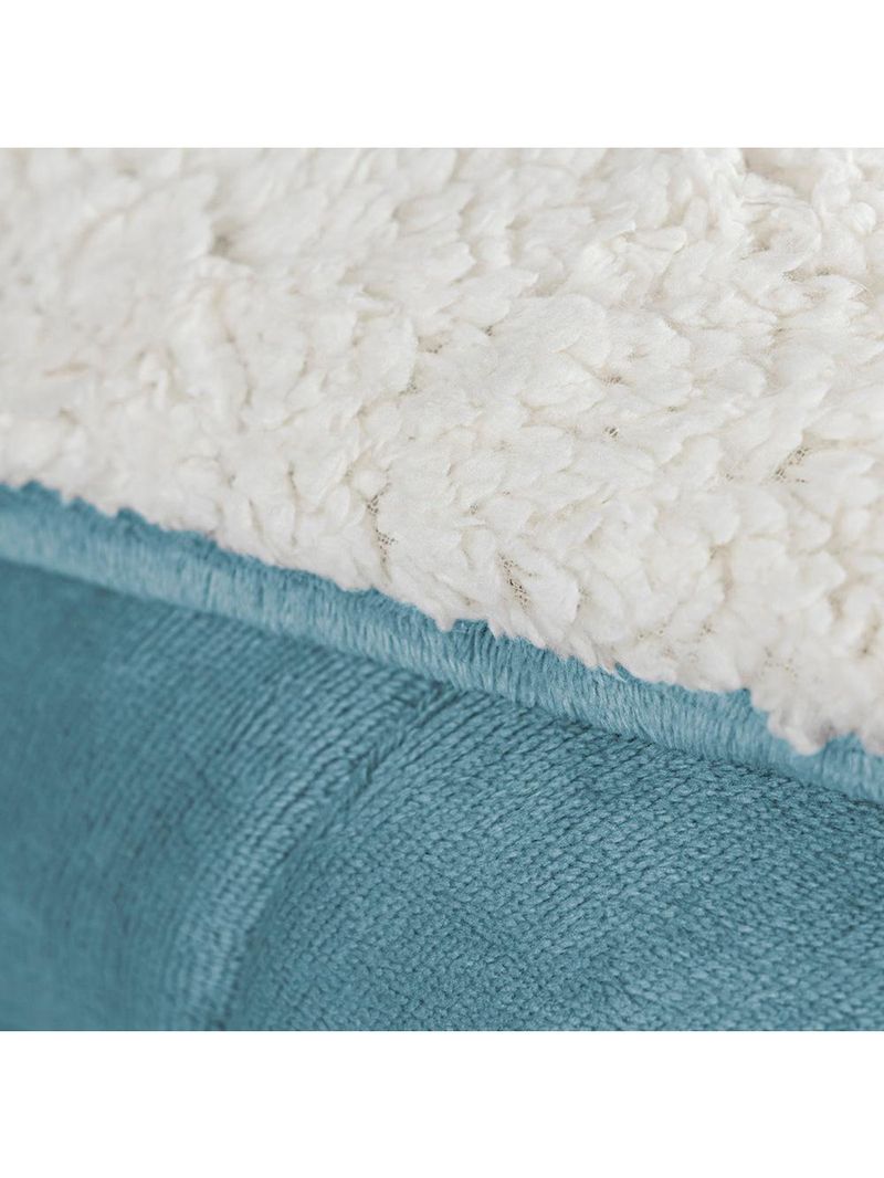 Coberdrom apollo king sherpa pele de carneiro + manta flannel - azul quartzo