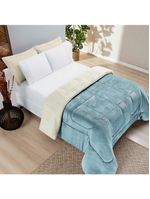 Coberdrom apollo king sherpa pele de carneiro + manta flannel - azul quartzo