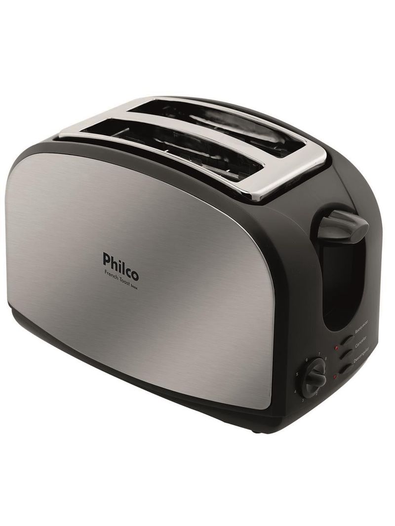 Torradeira french toast philco com 8 níveis de tostagem - inox/preto
