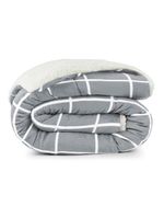 Coberdrom cobertor brooklyn queen sherpa manta flannel quadriculado - cinza