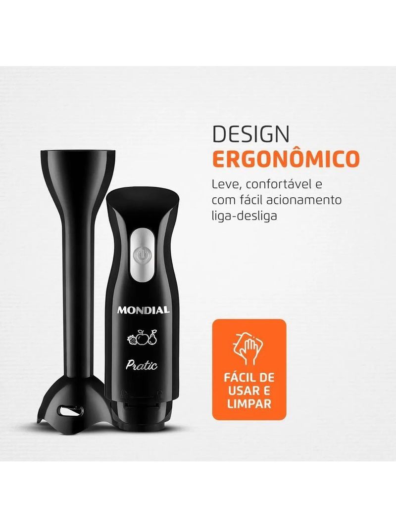 Mixer mondial pratic m-15-b 2 em 1 com copo medidor preto – 200 w