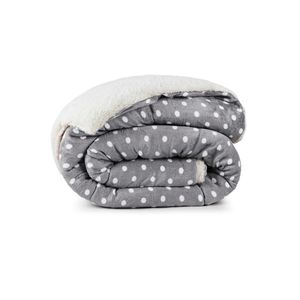 Coberdrom cobertor meggy poá king sherpa manta flannel bolinhas - cinza