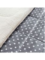 Coberdrom cobertor meggy poá king sherpa manta flannel bolinhas - cinza