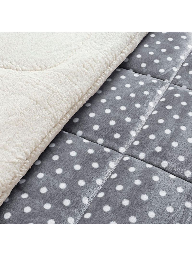 Coberdrom cobertor meggy poá king sherpa manta flannel bolinhas - cinza