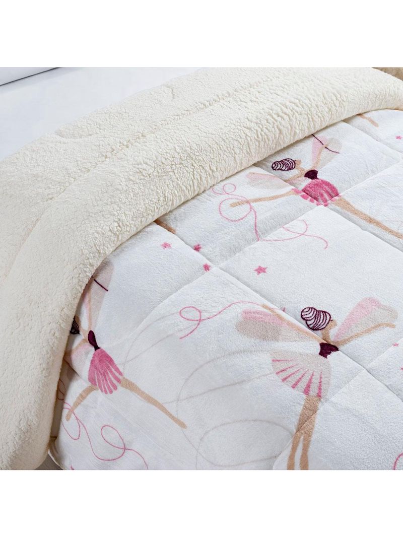 Coberdrom cobertor fantasy solteiro infantiil sherpa manta toque lã de carneiro - bailarina - branco