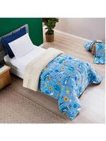 Coberdrom cobertor fantasy solteiro infantiil sherpa manta toque lã de carneiro - astronauta - azul