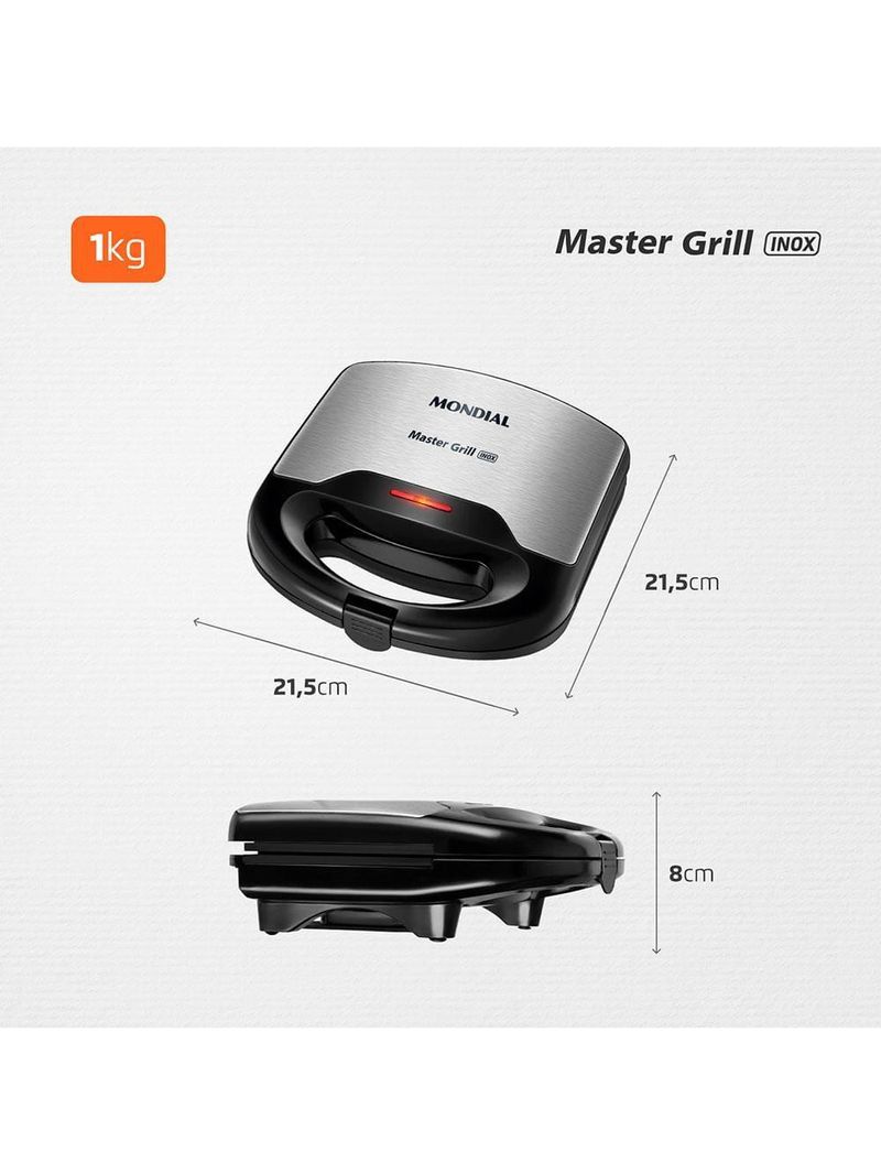 Sanduicheira mondial master grill s-20 - preto/inox