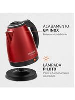 Chaleira elétrica mondial ce-06-r 2 litros 1200w - vermelha