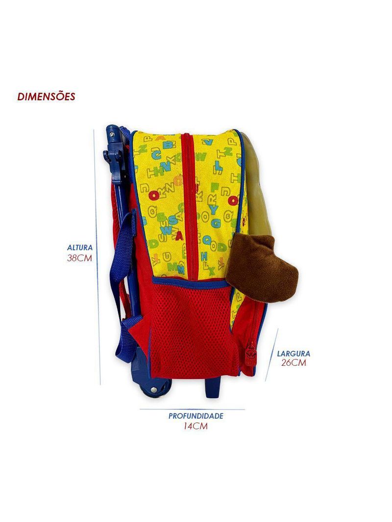 Mochila Infantil Rodinhas Urso Escolar Ursinho Menino
