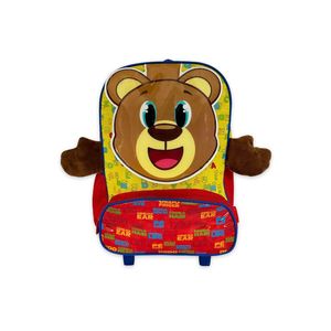 Mochila Infantil Rodinhas Urso Escolar Ursinho Menino
