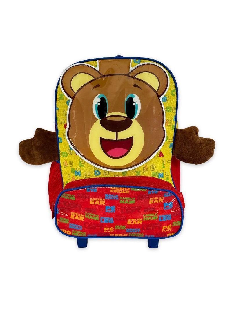 Mochila Infantil Rodinhas Urso Escolar Ursinho Menino