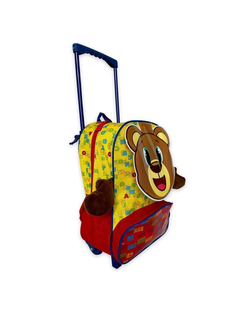 Mochila Infantil Rodinhas Urso Escolar Ursinho Menino