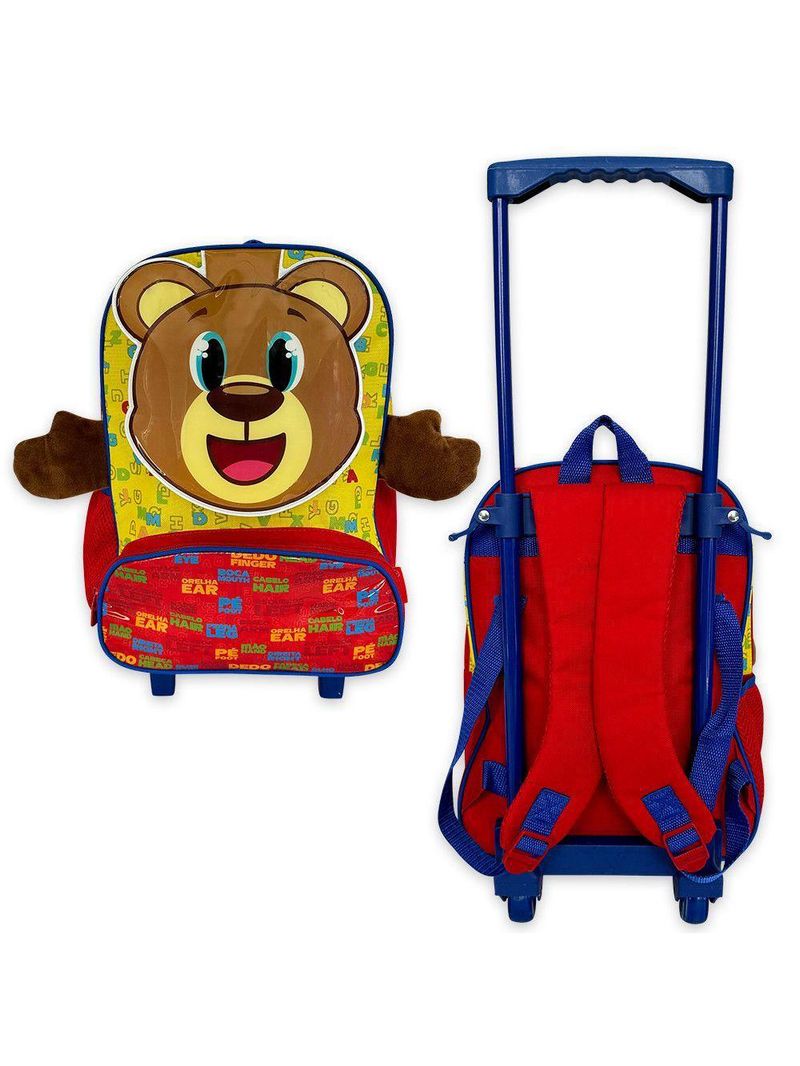 Mochila Infantil Rodinhas Urso Escolar Ursinho Menino