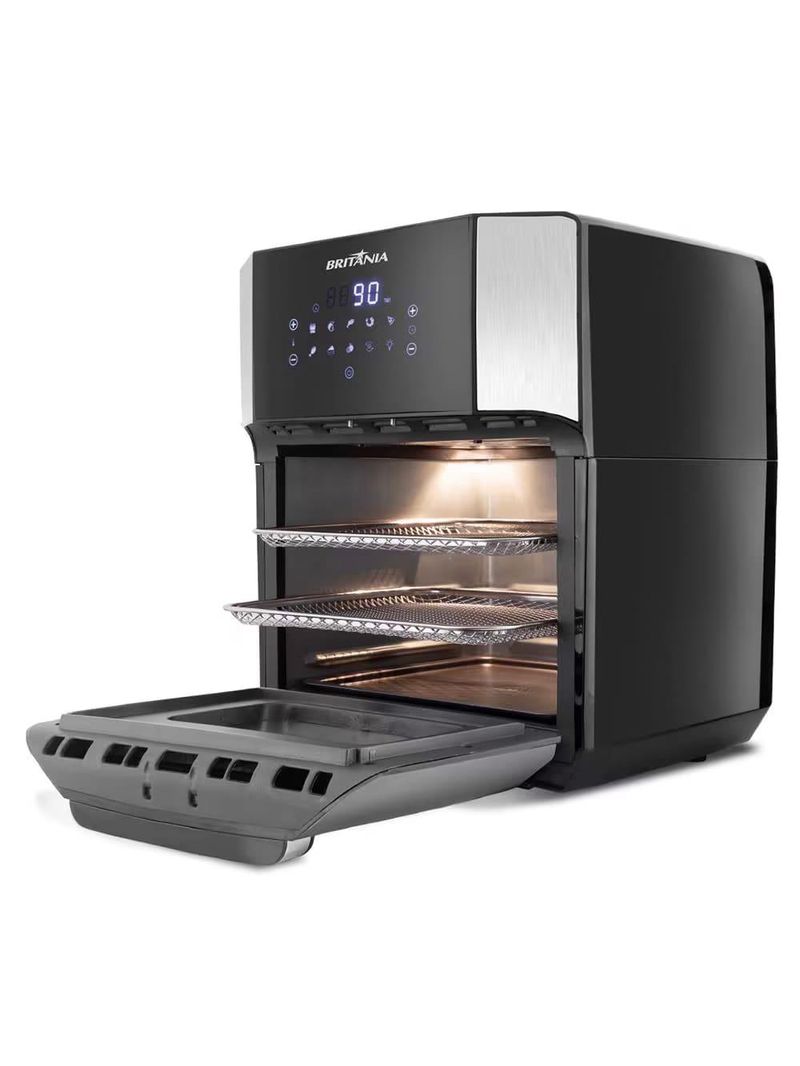 Fritadeira elétrica sem Óleo air fry britânia oven bfr2100p 12l - preta