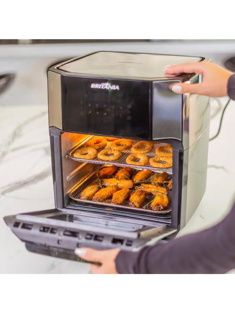 Fritadeira elétrica sem Óleo air fry britânia oven bfr2100p 12l - preta