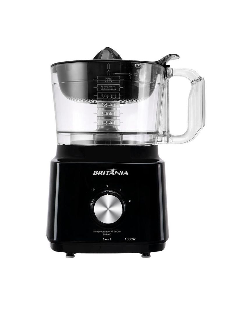 Multiprocessador de alimentos britânia turbo 5 em 1 bmp900p com 2 velocidades + pulsar 1000w - preto