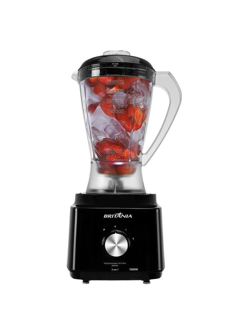 Multiprocessador de alimentos britânia turbo 5 em 1 bmp900p com 2 velocidades + pulsar 1000w - preto