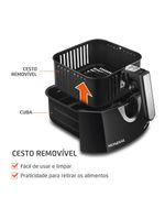 Fritadeira elétrica sem Óleo air fryer mondial afn40bi family inox 4l preta/inox