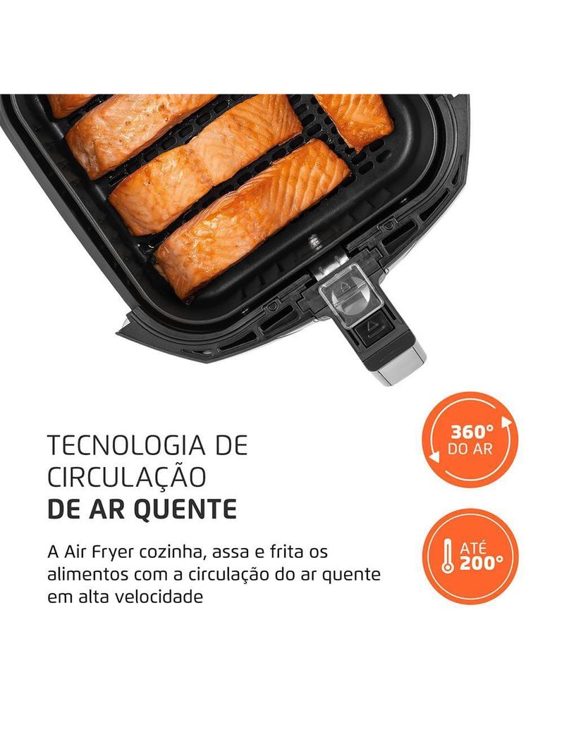 Fritadeira elétrica sem Óleo air fryer mondial afn40bi family inox 4l preta/inox