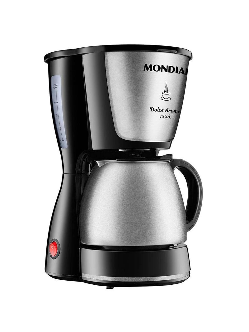 Cafeteira elétrica mondial dolce arome thermo inox c-34 15 xícaras – preta e inox