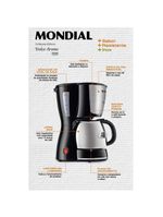 Cafeteira elétrica mondial dolce arome thermo inox c-34 15 xícaras – preta e inox