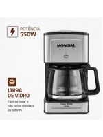 Cafeteira elétrica mondial dolce arome vidro c-43-20x-si 20 xícaras 550w – preto/inox