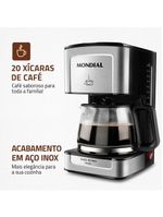 Cafeteira elétrica mondial dolce arome vidro c-43-20x-si 20 xícaras 550w – preto/inox