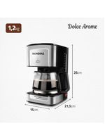 Cafeteira elétrica mondial dolce arome vidro c-43-20x-si 20 xícaras 550w – preto/inox
