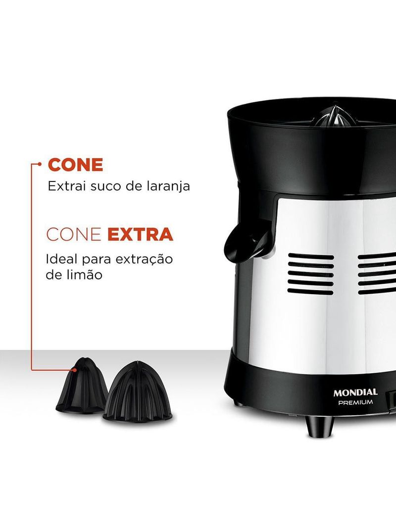 Extrator de frutas mondial turbo premium e-10 250w bivolt - preto