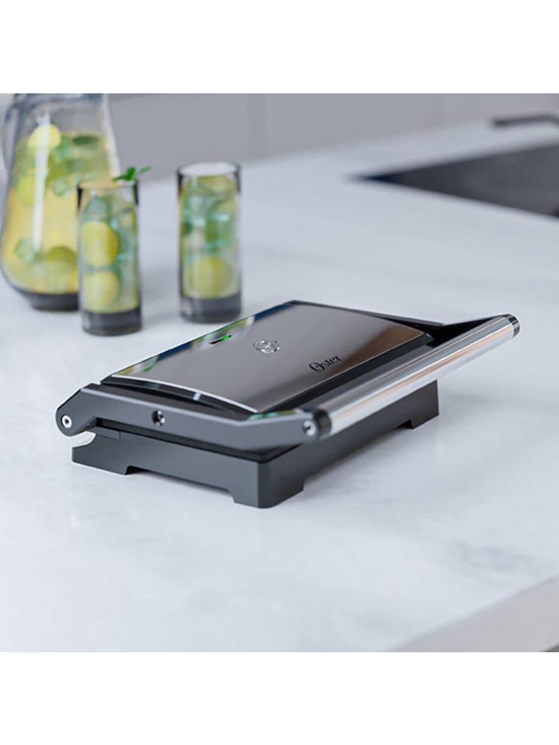 Mini grill elétrico oster ogrl230 2 em 1 com abertura 180° - inox