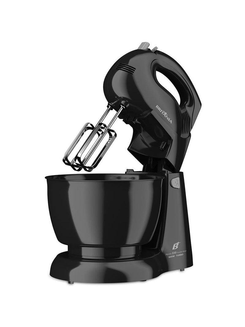 Batedeira britânia pérola 550 turbo com 4 velocidades e 2 tigelas – preta