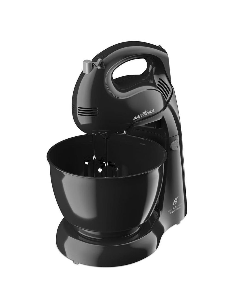 Batedeira britânia pérola 550 turbo com 4 velocidades e 2 tigelas – preta